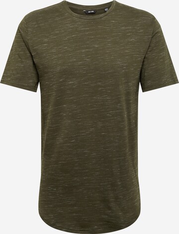 Only & Sons Bluser & t-shirts 'onsMATTY MELANGE LONGY TEE' i grøn: forside