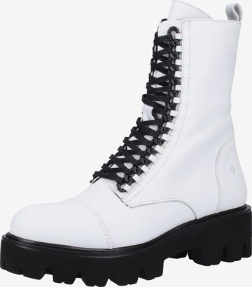 ILC Lace-Up Ankle Boots in White: front