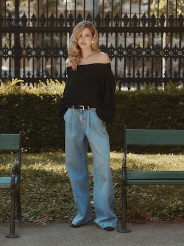 Off Shoulder Sweater And Denim Look