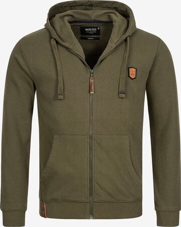 INDICODE JEANS Zip-Up Hoodie 'Braidwood' in Green: front