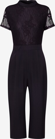 Boohoo - Macacões 'High Neck Lace Cullotte Jumpsuit' em preto: frente