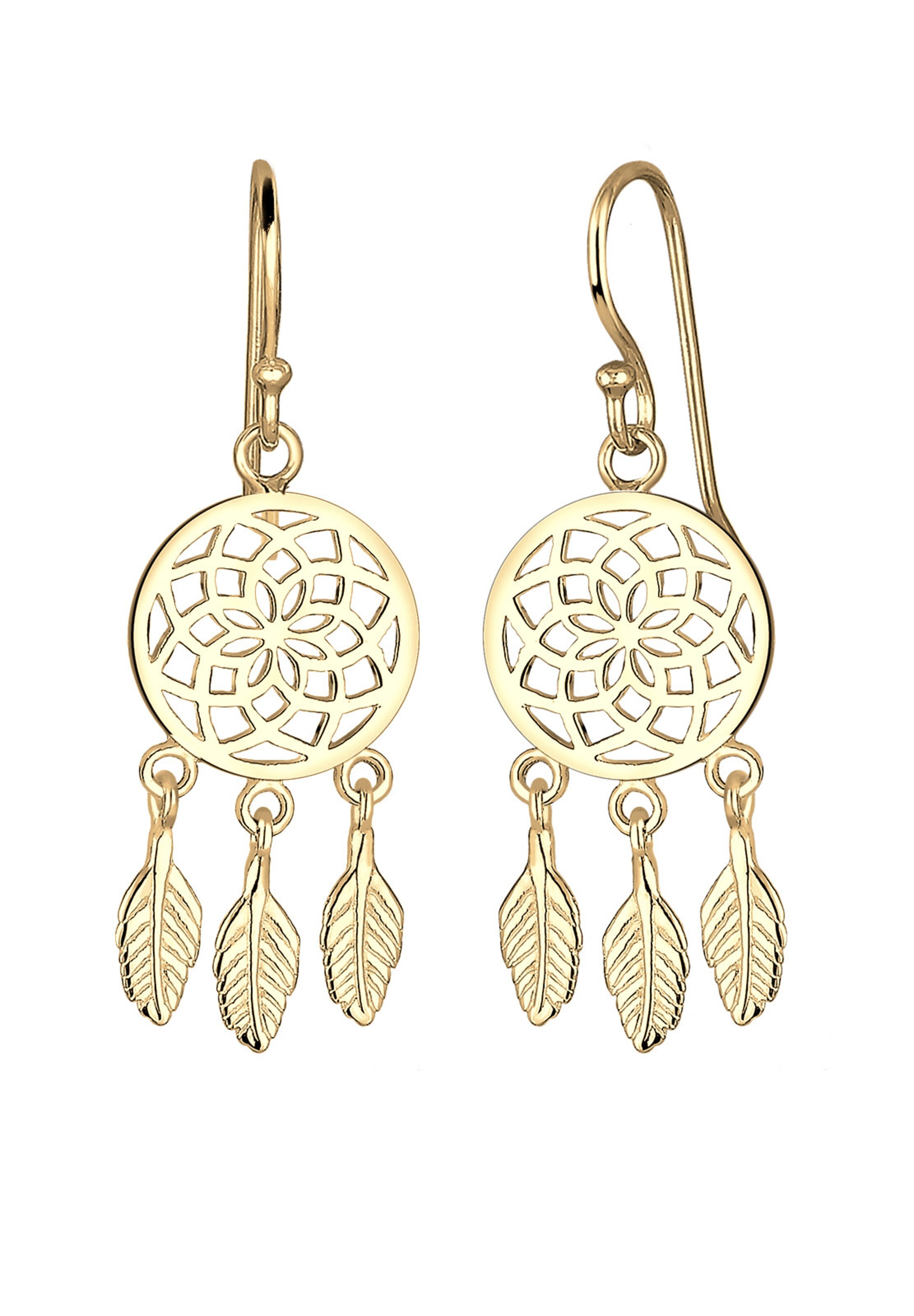 ELLI Ohrringe 'Traumfänger' in Gold: Vorderseite