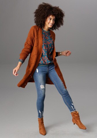 Aniston SELECTED Knit Cardigan in Brown