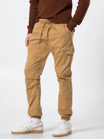 INDICODE JEANS Tapered Cargo trousers 'Levy' in Brown: front