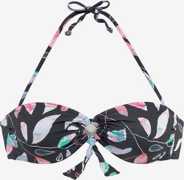 SUNSEEKER Bandeau Bikinioverdel 'Leaves' i sort: forside