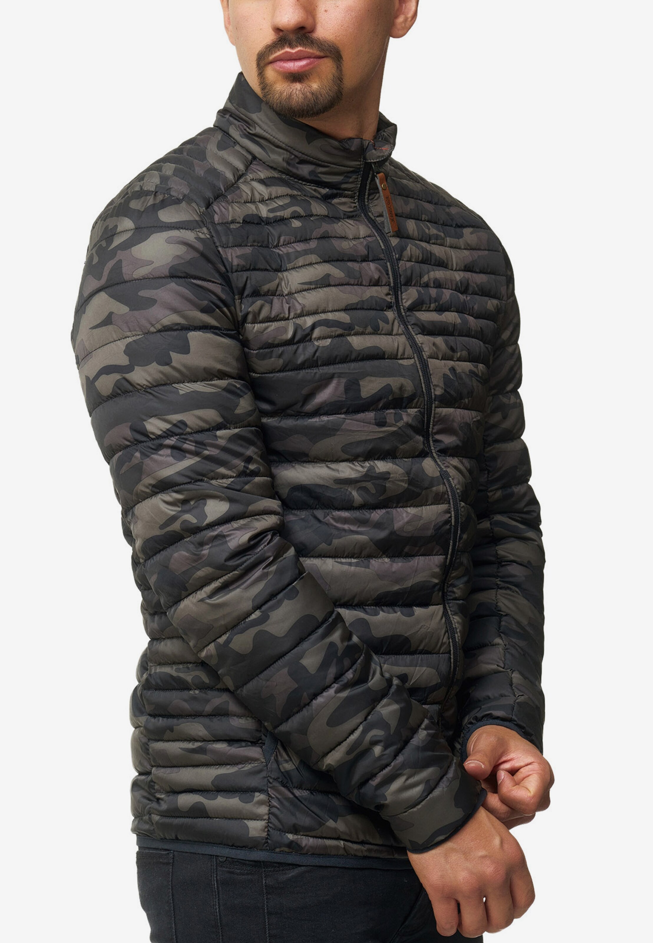 Indicode Heren Islington Jacket | Lichte gewatteerde jas in donsjack-stijl Dired Camouflage S