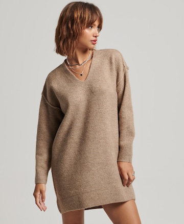 Superdry Knitted dress in Beige: front