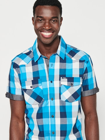 KOROSHI Slim fit Button Up Shirt in Blue