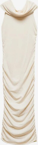 MANGO Abendkleid 'Shirred' in Beige: predná strana