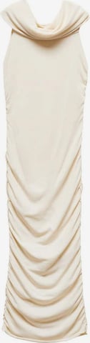 MANGO Aftonklänning 'Shirred' i beige: framsida