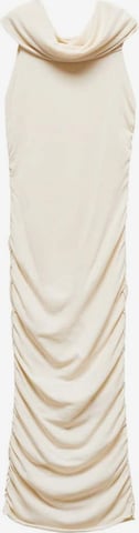 MANGO Abendkleid 'Shirred' in Beige: predná strana