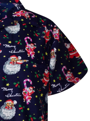 King Kameha Regular Fit Hemd 'Christmas Candycane'‌‌‌‌‌‌‌‌ in Blau