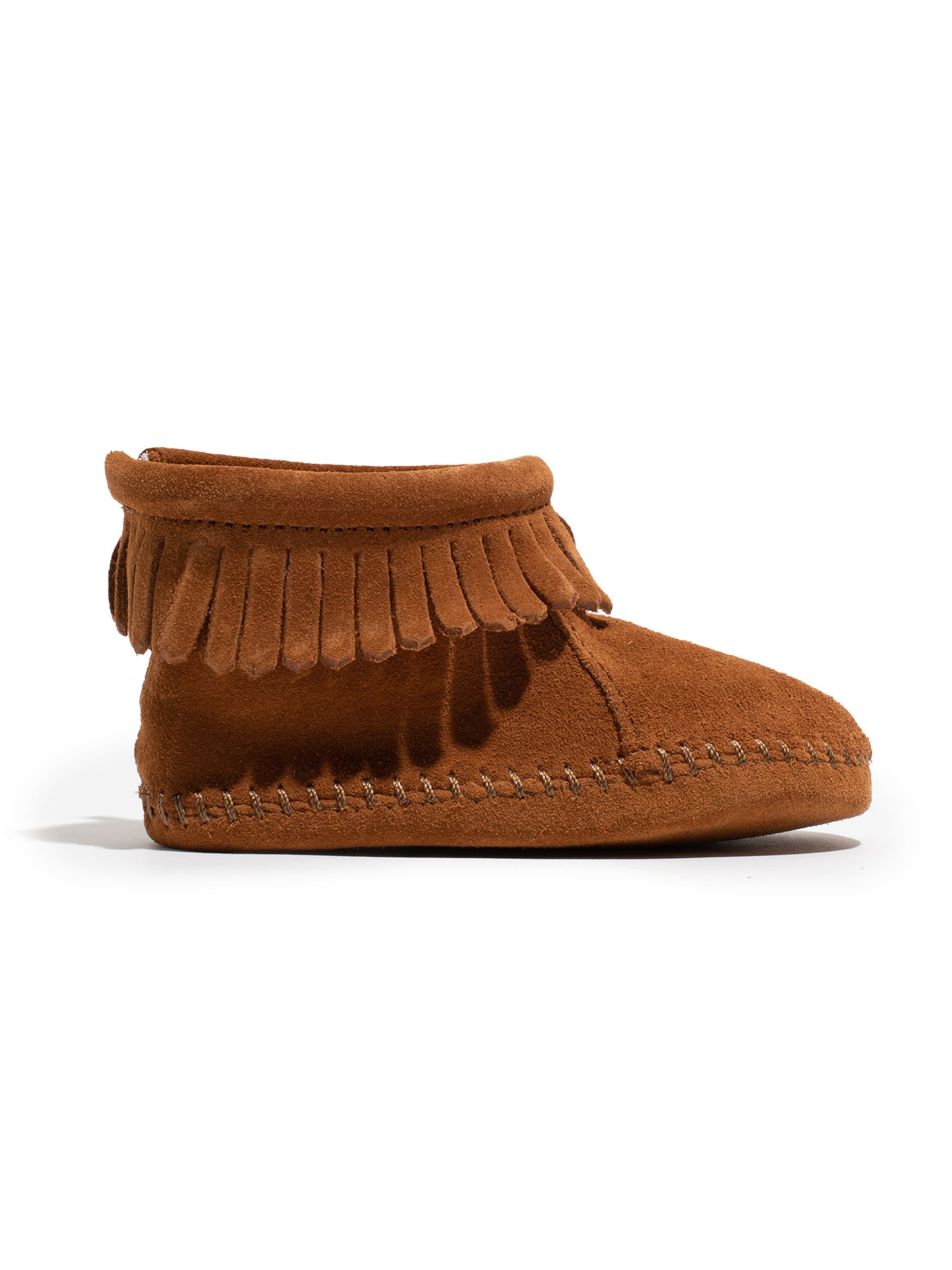 Minnetonka First-step shoe 'Back Flap' in Brown