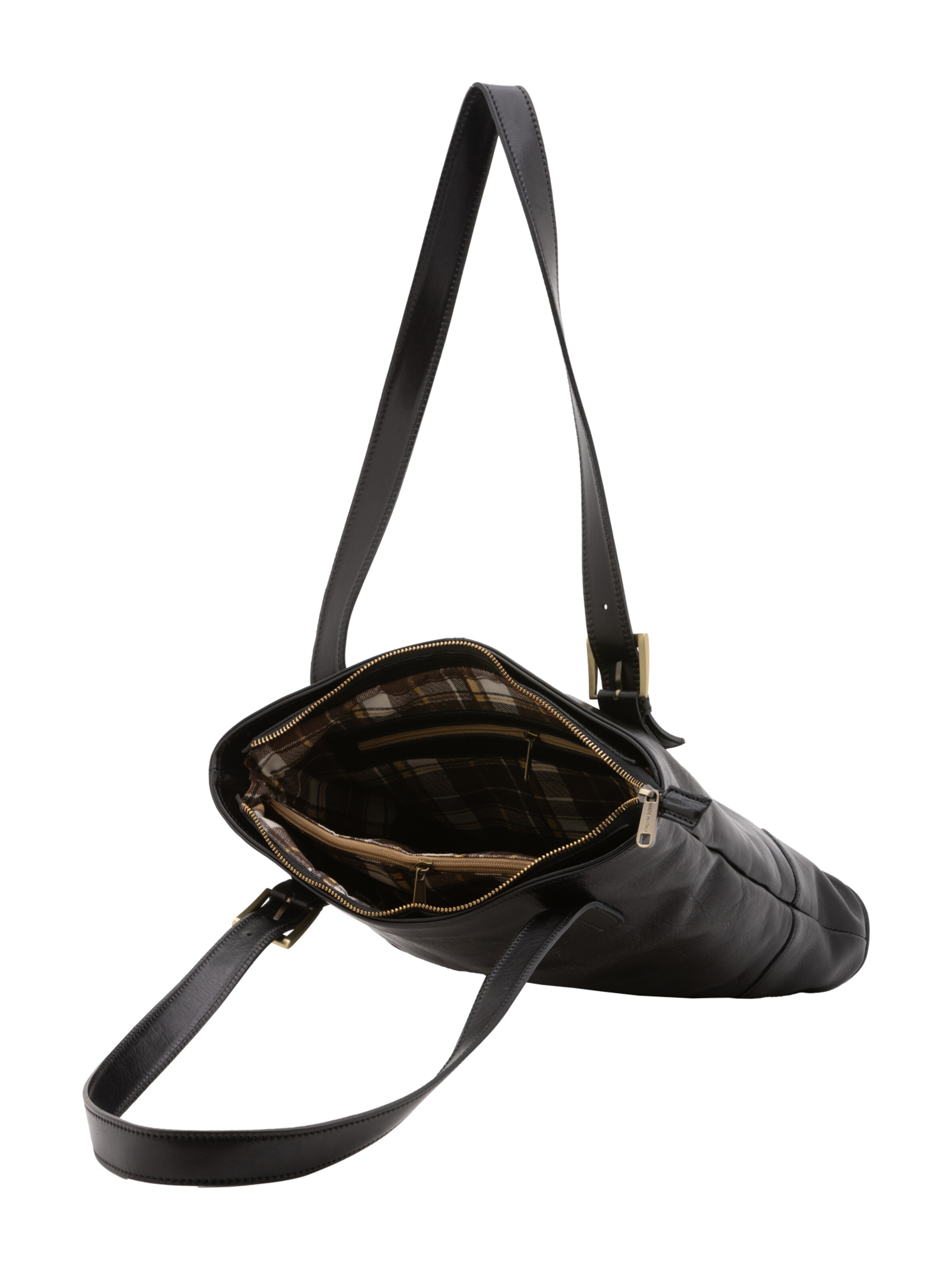 Borsa a spalla 'Borsa a Spalla Donna Pelle Vacchetta - Chiusura Zip' di I Fratelli in nero