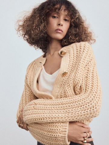 MANGO Knit cardigan 'FARINA' in Beige: front