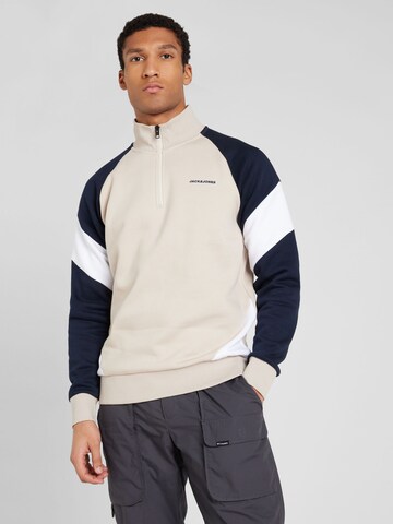 JACK & JONES Sweatshirt 'PARKER' in Beige: voorkant