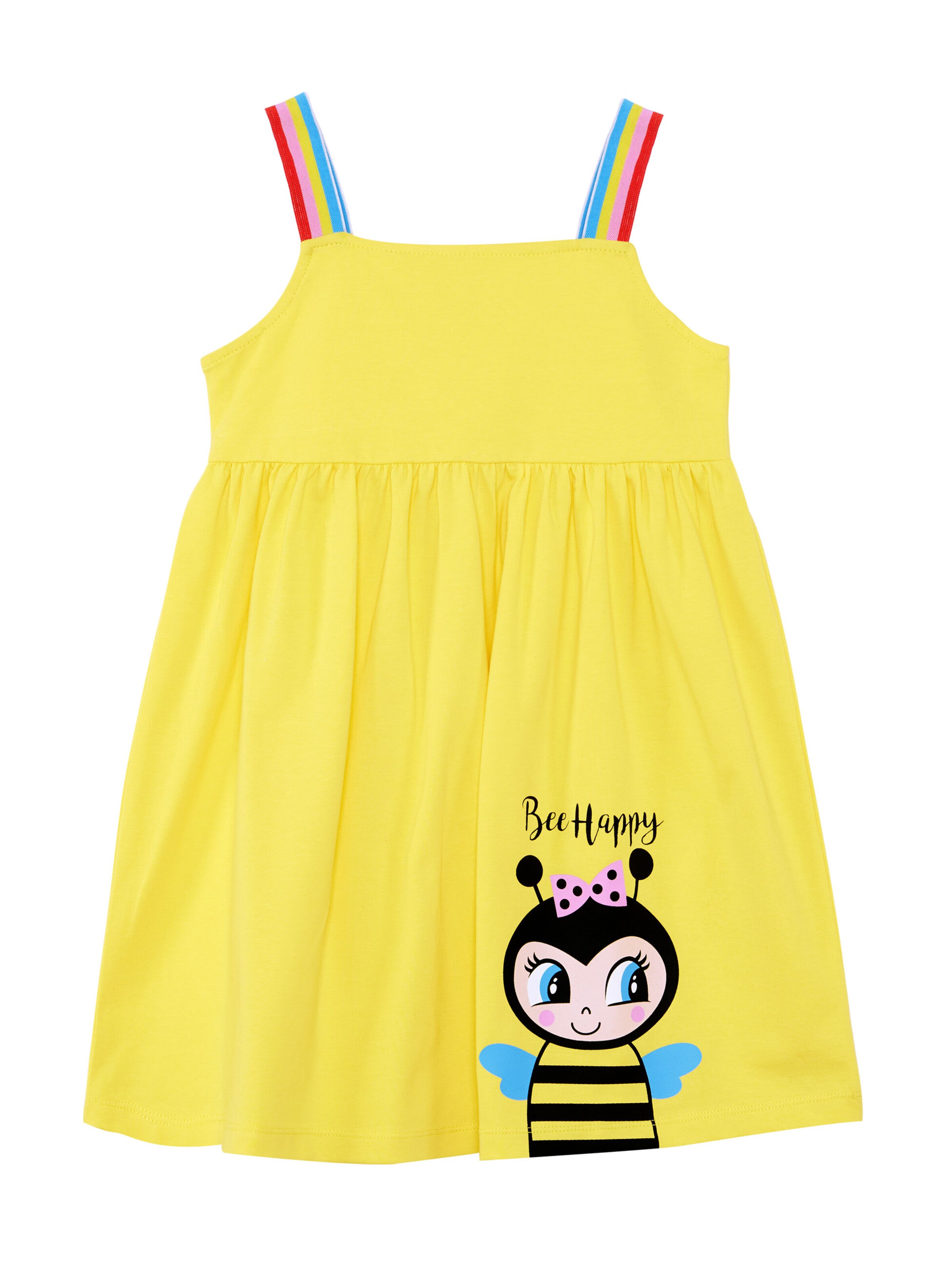 Denokids Jurk 'Bee Happy' in Geel: voorkant