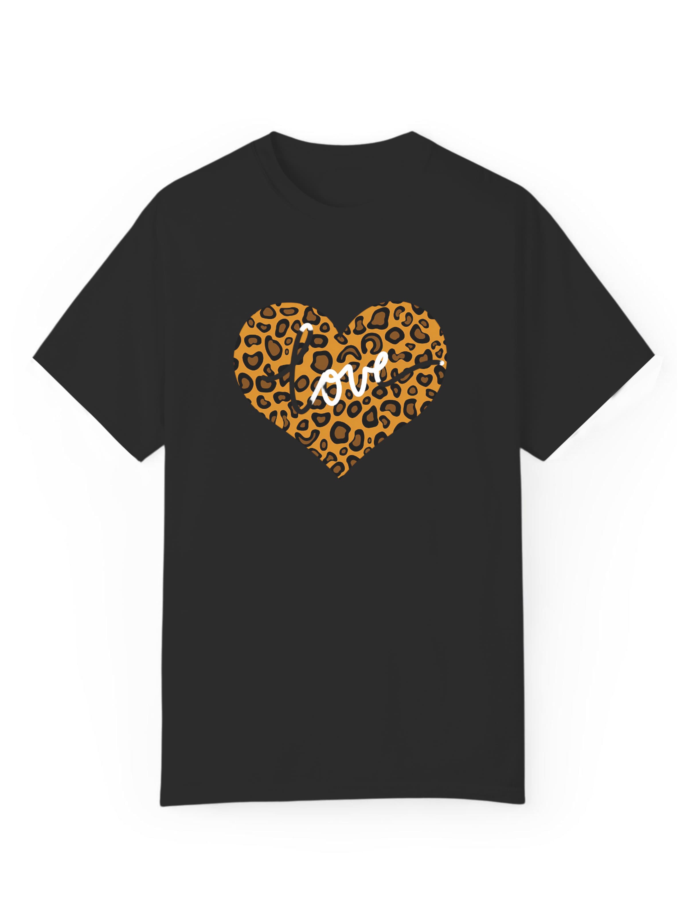 GORHEY - Camiseta 'Women's Casual Cotton Summer Short-Sleeve Basic shirt with Leopard Print' en negro