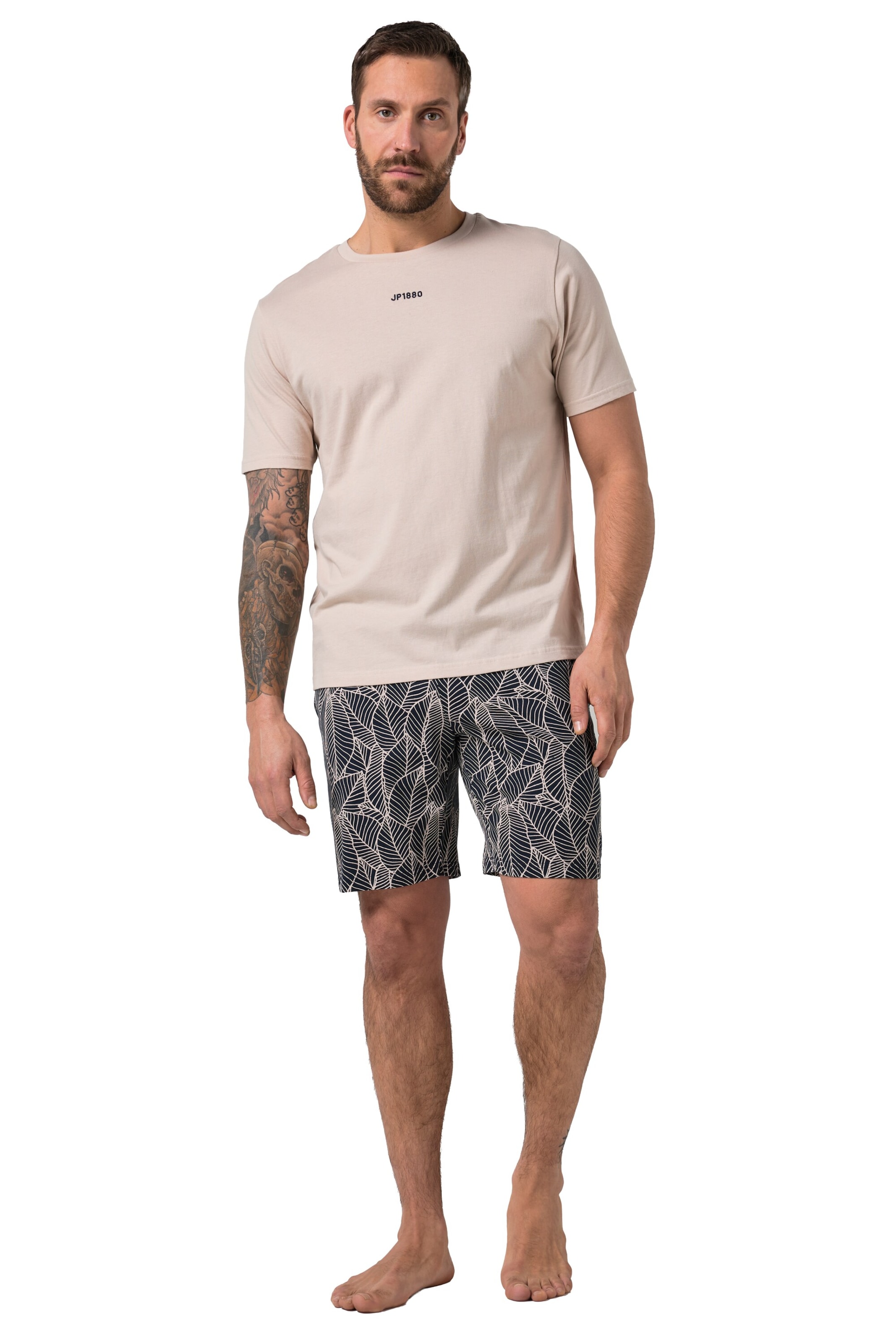 JP1880 Pyjama kort in Beige: voorkant