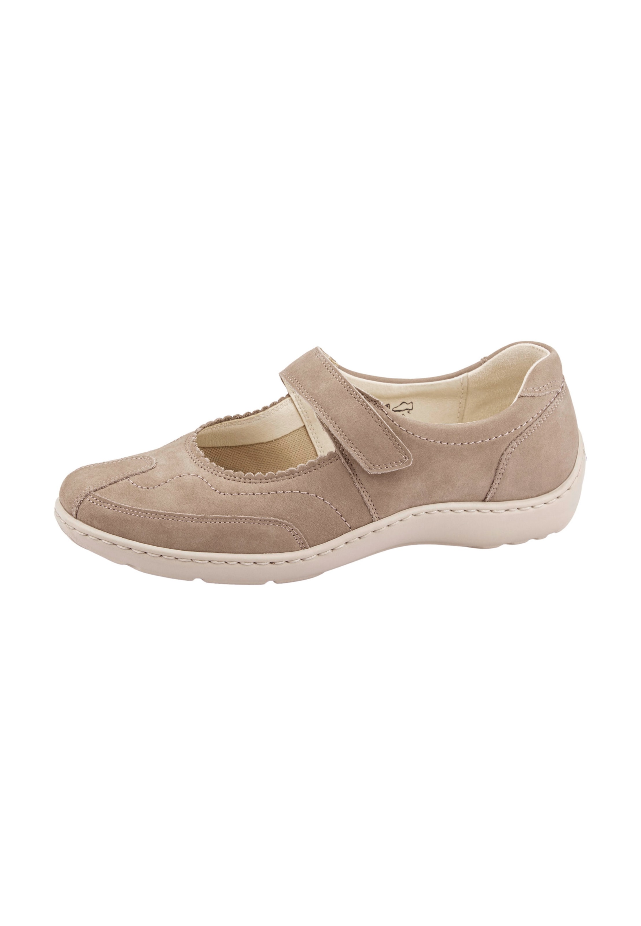 WALDLÄUFER Ballet Flats with Strap 'Henni' in Beige: front