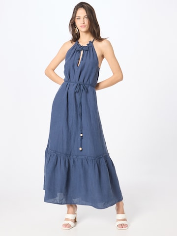 120% Lino Loose fit Summer Dress in Blue