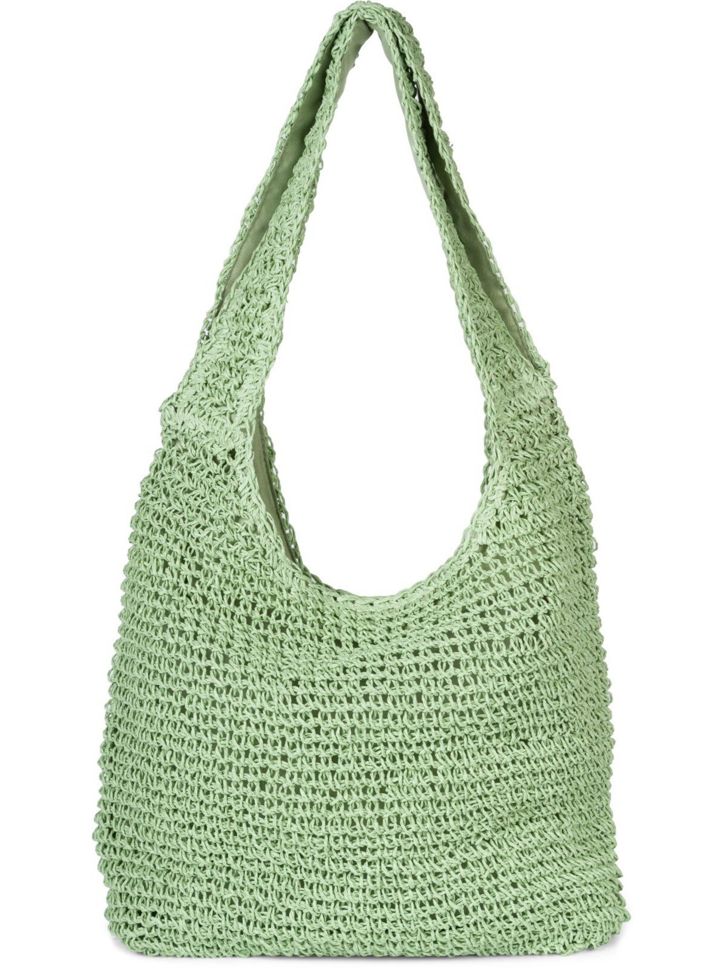 styleBREAKER Shoulder bag 'Papierstroh Beuteltasche' in Green: front