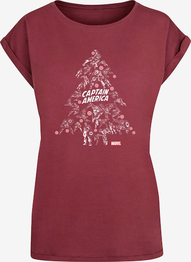 ABSOLUTE CULT T-Shirt 'Captain America - Christmas Tree' in rot / weiß, Produktansicht