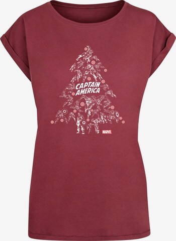 ABSOLUTE CULT T-Shirt 'Captain America - Christmas Tree' in Rot: predná strana