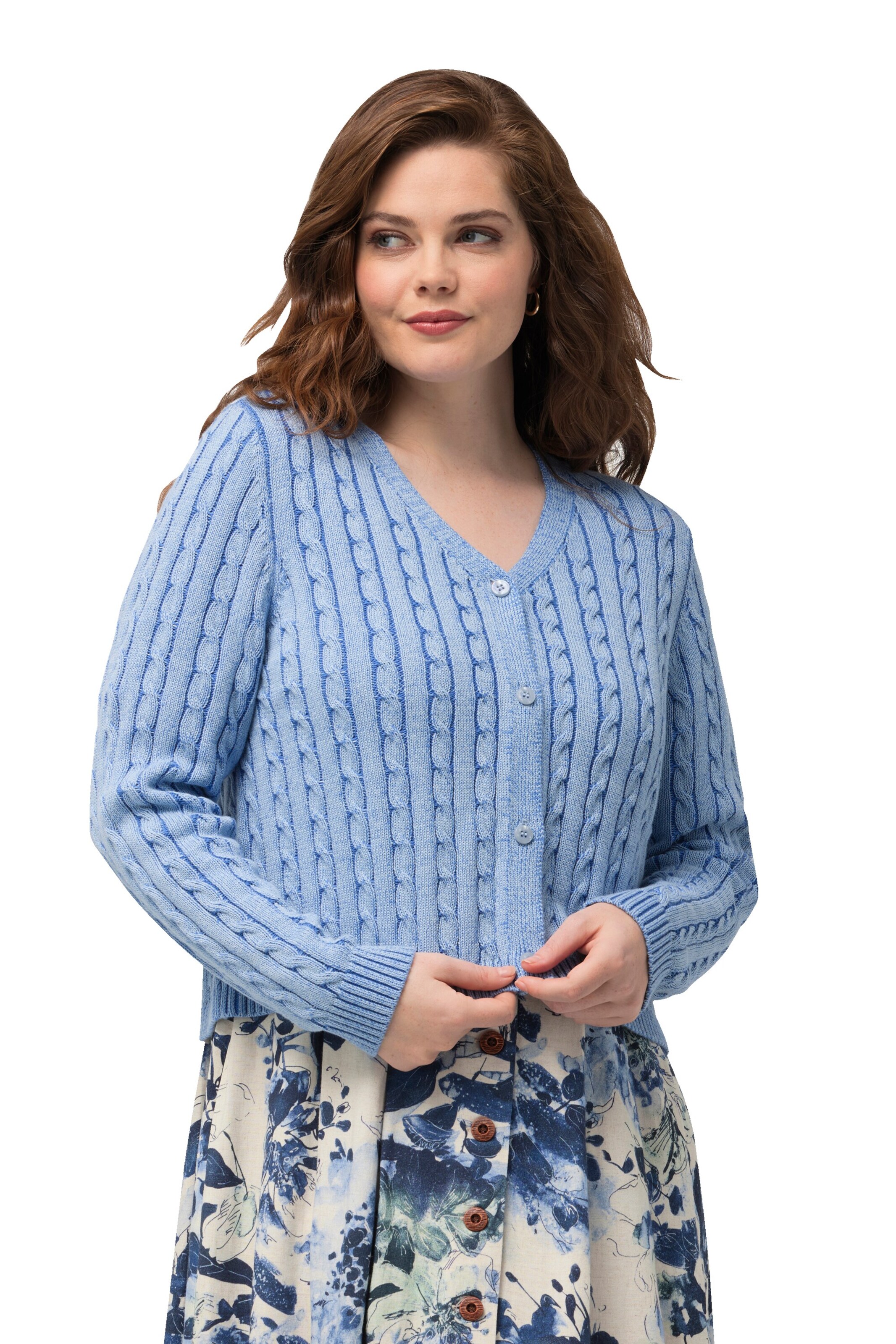 Ulla Popken Knit cardigan in Blue: front