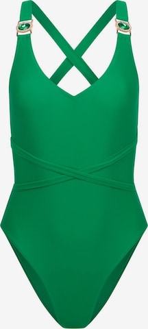 Sutien de tricou Costum de baie întreg de la Moda Minx pe verde: față