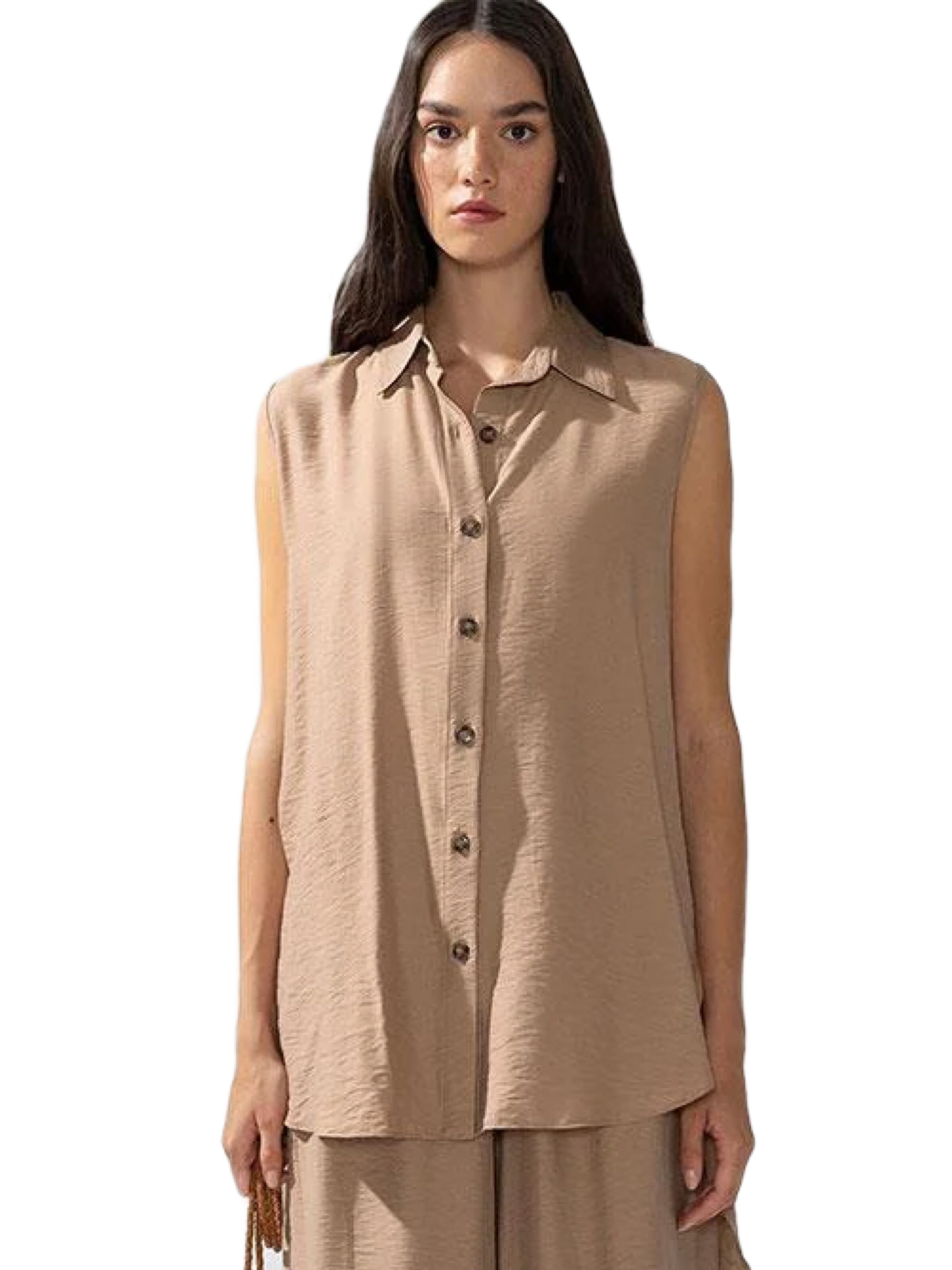 Rivus Bluse in Beige: Vorderseite