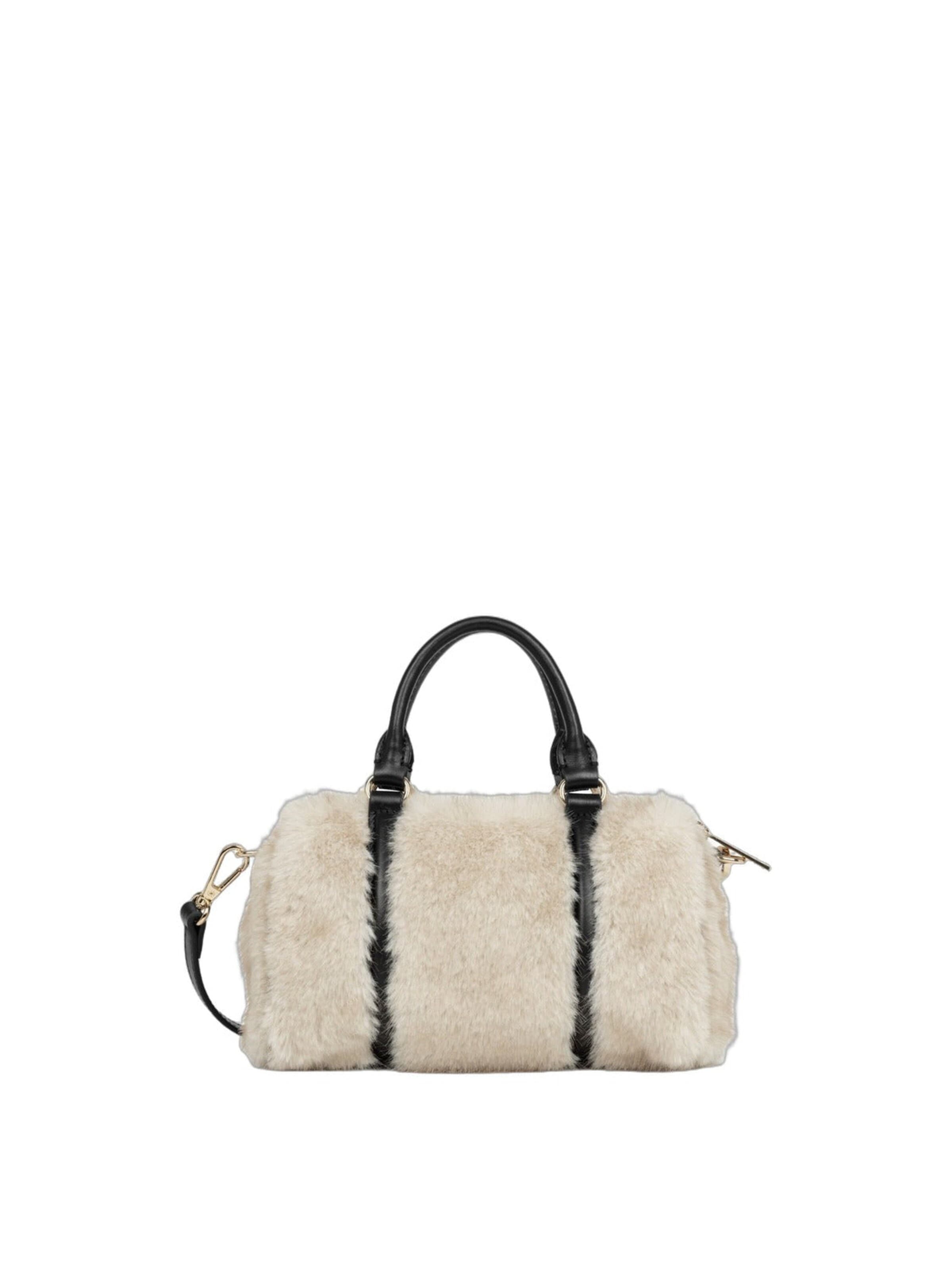 LANCASTER Paris Handtas 'Lancaster Sac polochon Zippé S Moumoute Ecru - Noir' in Beige