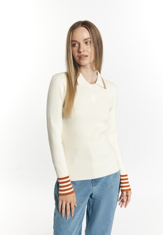 Pull-over DreiMaster Maritim en blanc : devant