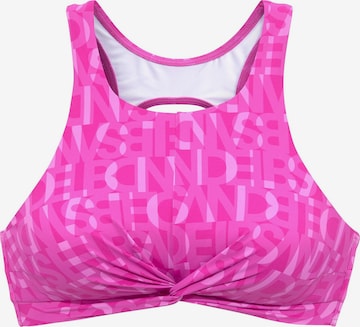 Elbsand High neck Bikinitop in Pink: Vorderseite