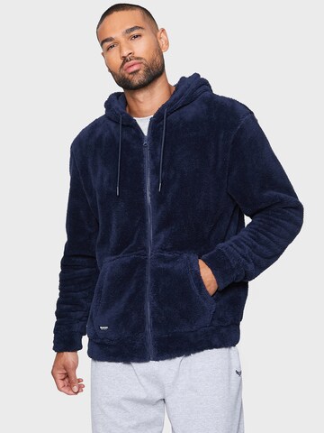 Threadbare Sweatvest 'Franklin Borg' in Blauw: voorkant