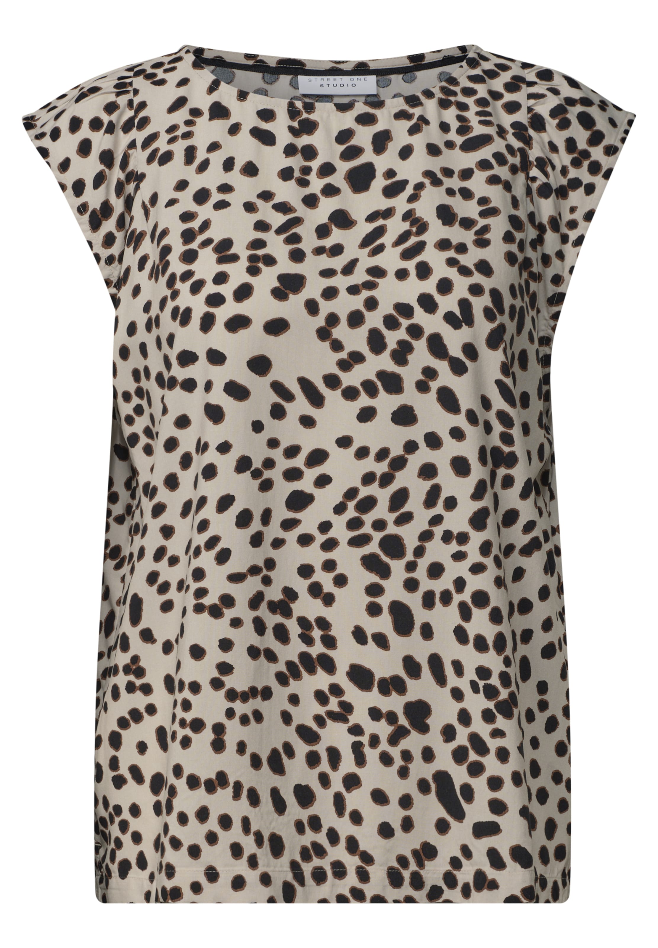 Street One Studio Dropped Shoulder Bluse mit Leo-Muster in Schwarz: Vorderseite