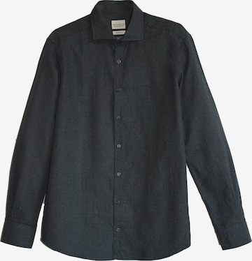 Black Label Shirt Regular fit Zakelijk overhemd 'FLANNEL' in Grijs: voorkant