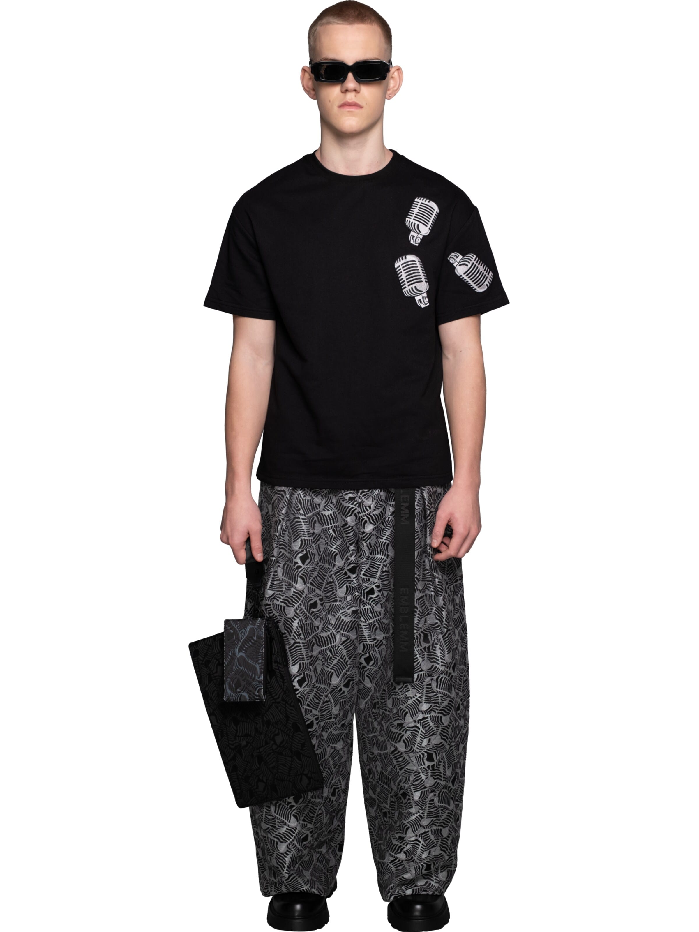 EMBLEMM Case 'Double Portfolio in Liquid Mic Jacquard' in Black: front