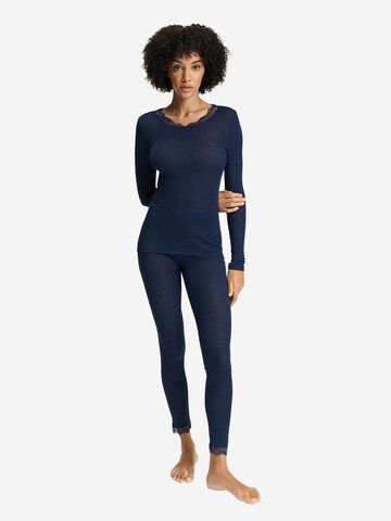 Hanro Shirt ' Woolen Lace ' in Blauw