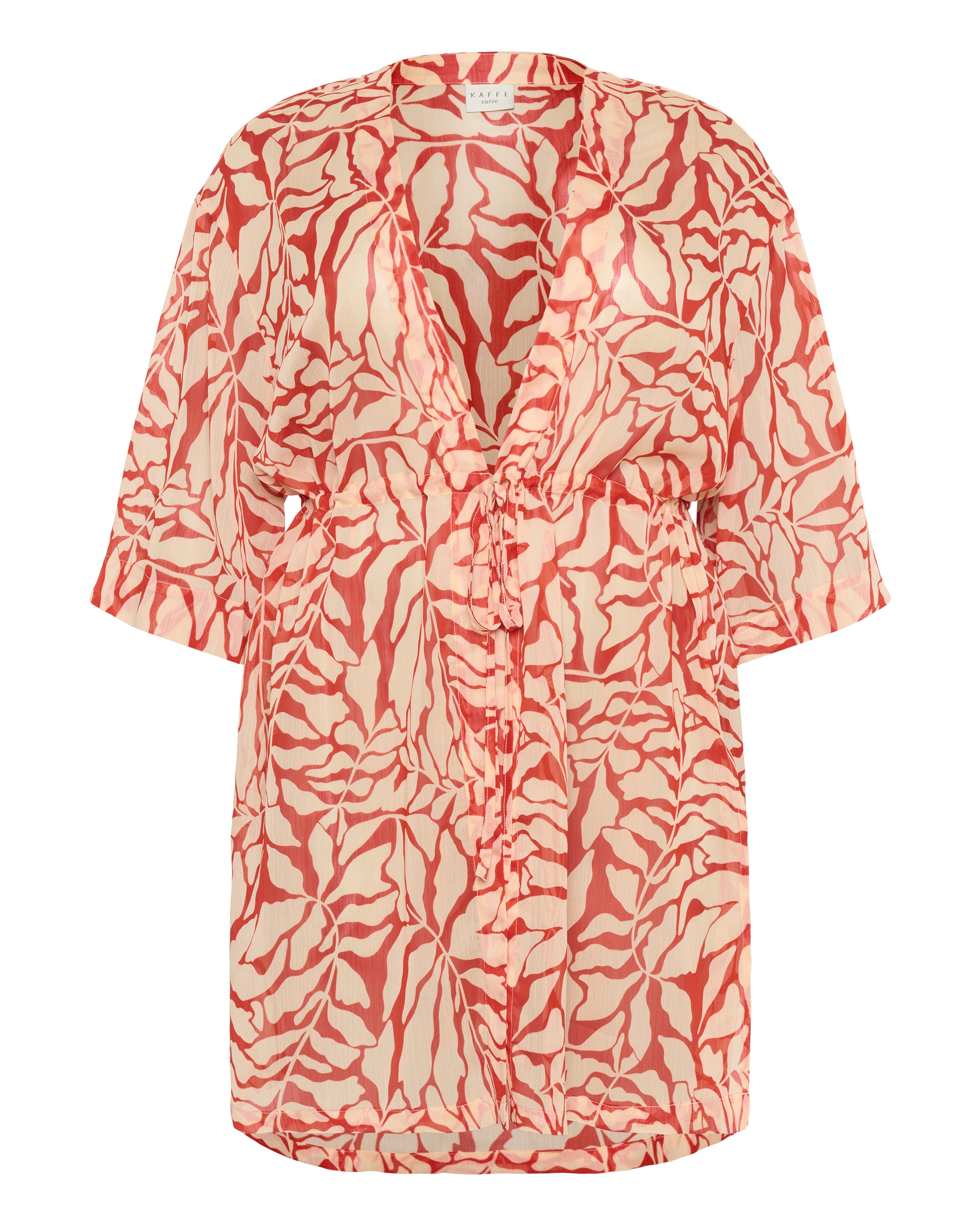 KAFFE CURVE Kimono in Beige: front