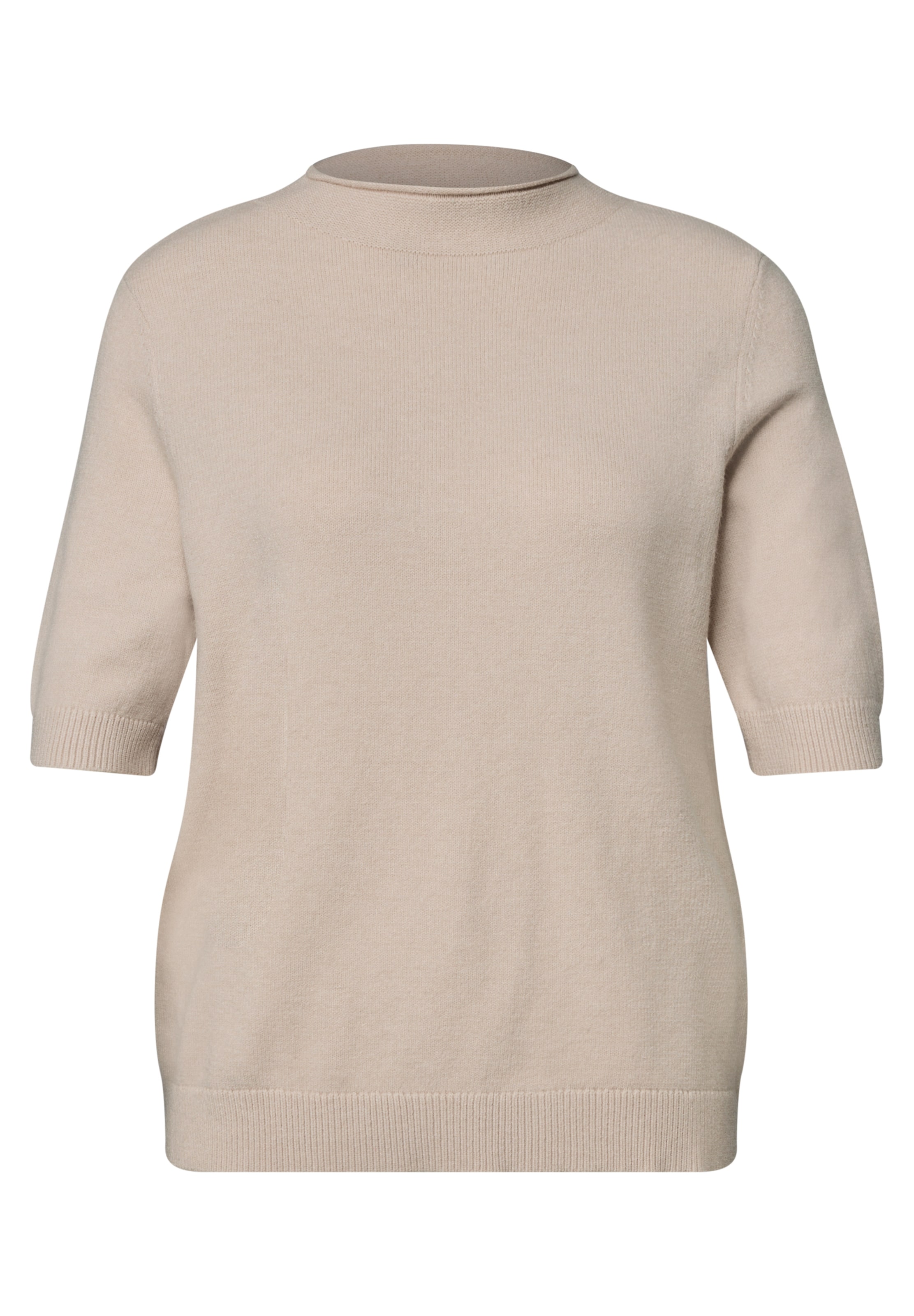 STREET ONE Kurzarm Pullover mit Turtle Neck in Beige: Vorderseite