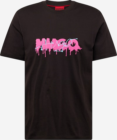 HUGO Shirt 'Dacation' in Light blue / Neon pink / Black, Item view