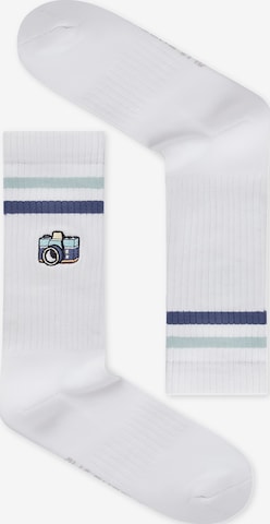 GREENBOMB Socken 'Camera' in Weiß: Vorderseite