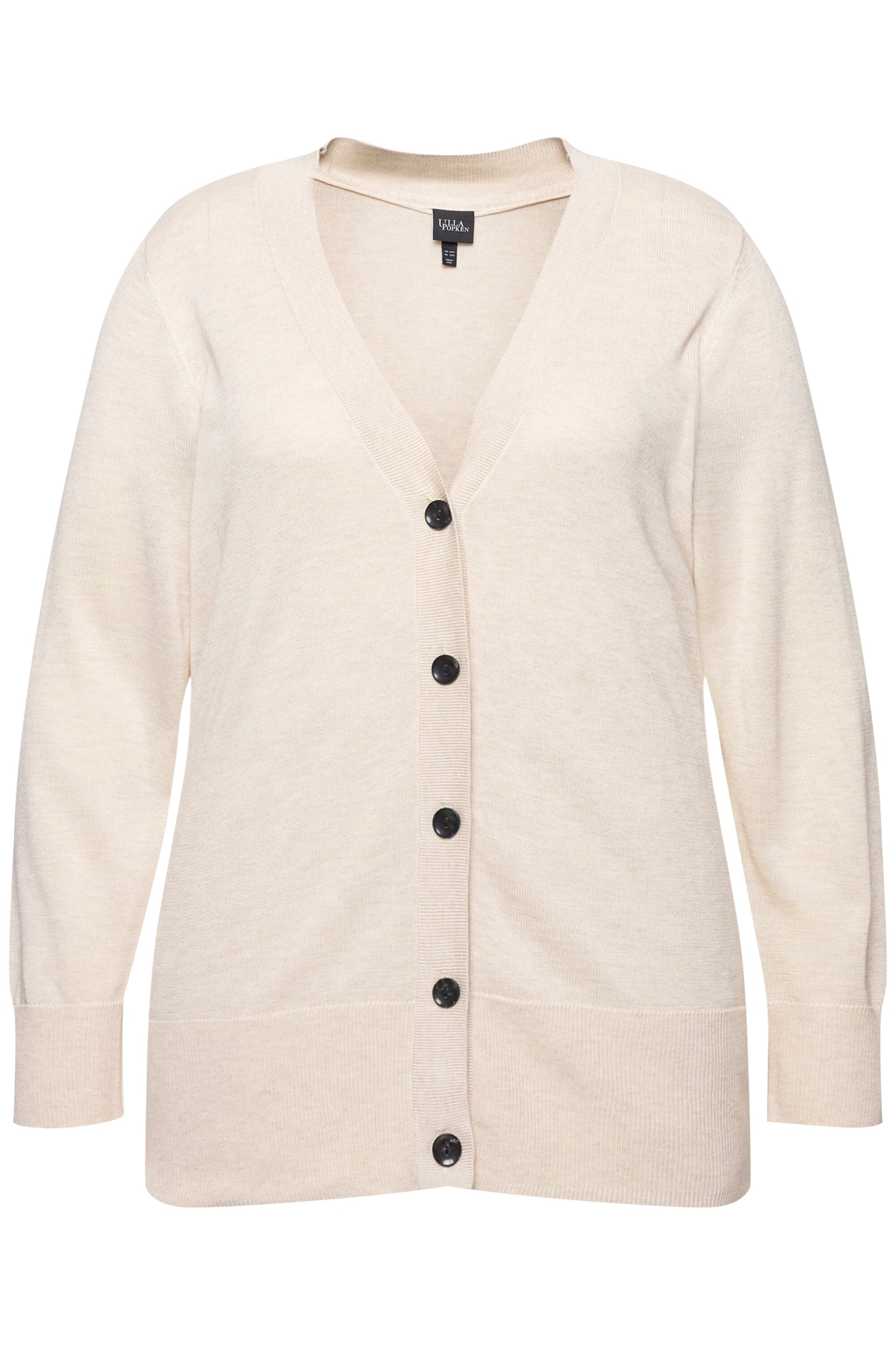 Ulla Popken Gebreid vest in Beige: voorkant