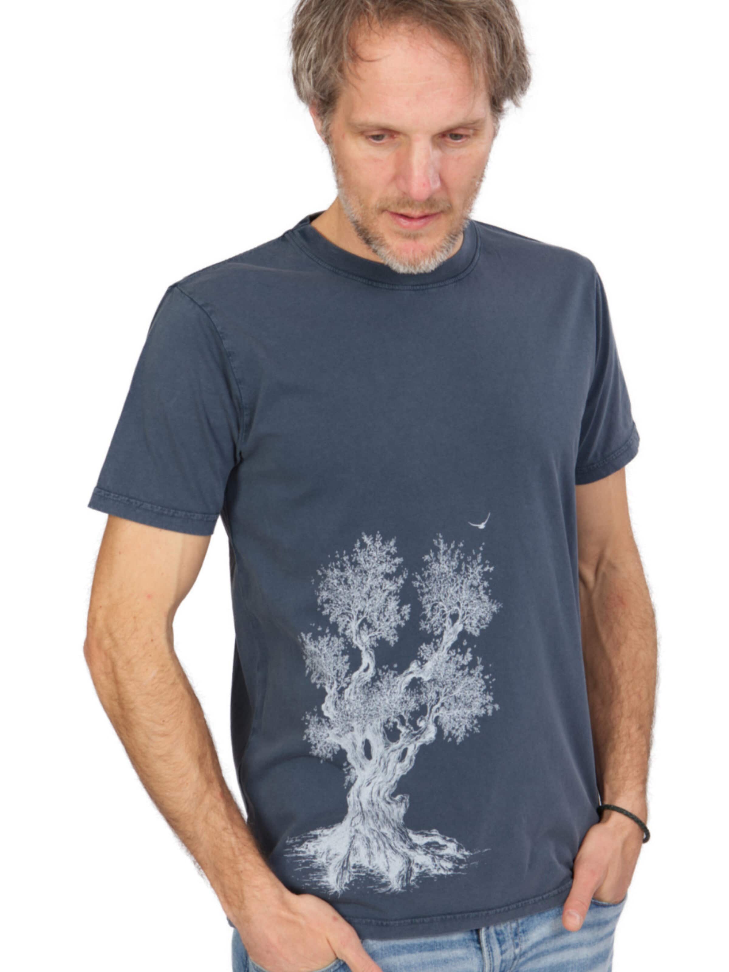 Life-Tree Shirt 'Organic Fairwear  Olive Tree' in Blue