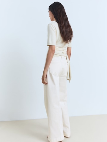 Wide Leg Jean à pince 'BEA' MANGO en blanc