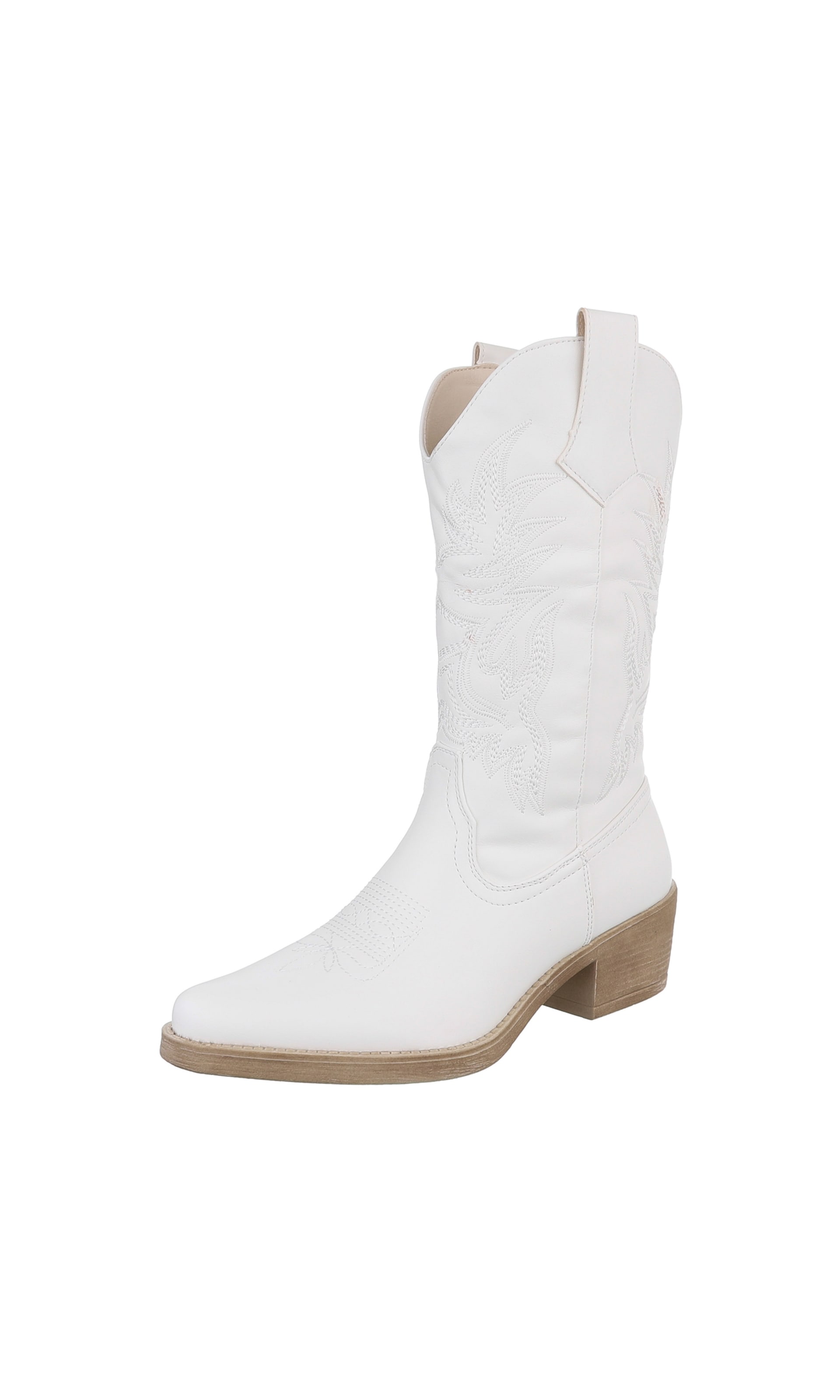 Ital-Design Cowboy Boots in White: front