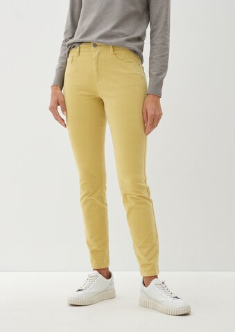 s.Oliver Slimfit Broek in Geel: voorkant