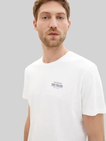 TOM TAILOR Shirt 'Tom Tailor Printed T-shirt White 1042195 20000' in White