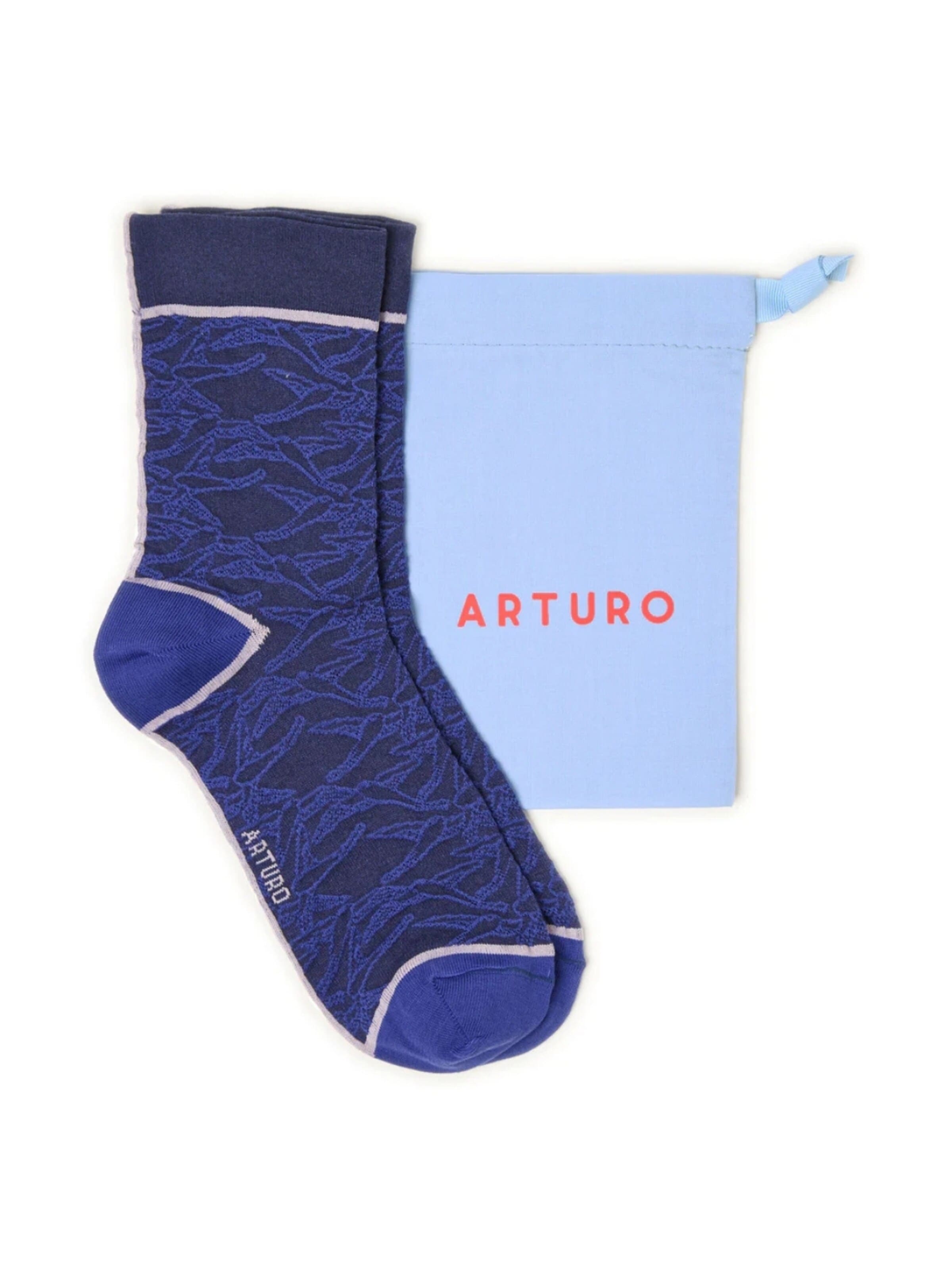 Calzino 'Arturo In volo' di Arturo in blu: frontale